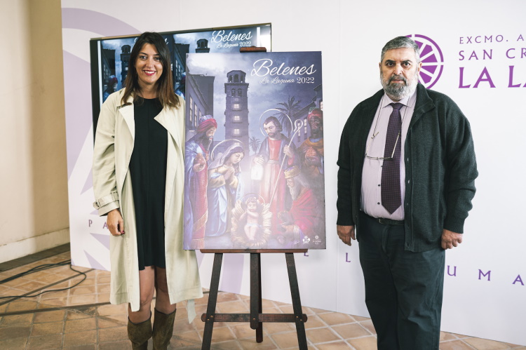 Archivo, Yaiza López Landi y , Francisco Roldán en la presentación de la ruta de belenes 2022