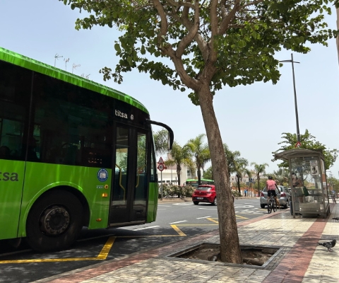 Parada de guagua en La Cuesta